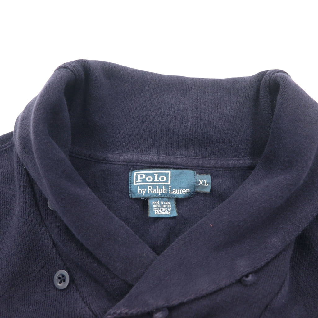 Polo by Ralph Lauren shawl collar sweatshirt, XL, navy, cotton, small pony embroidery