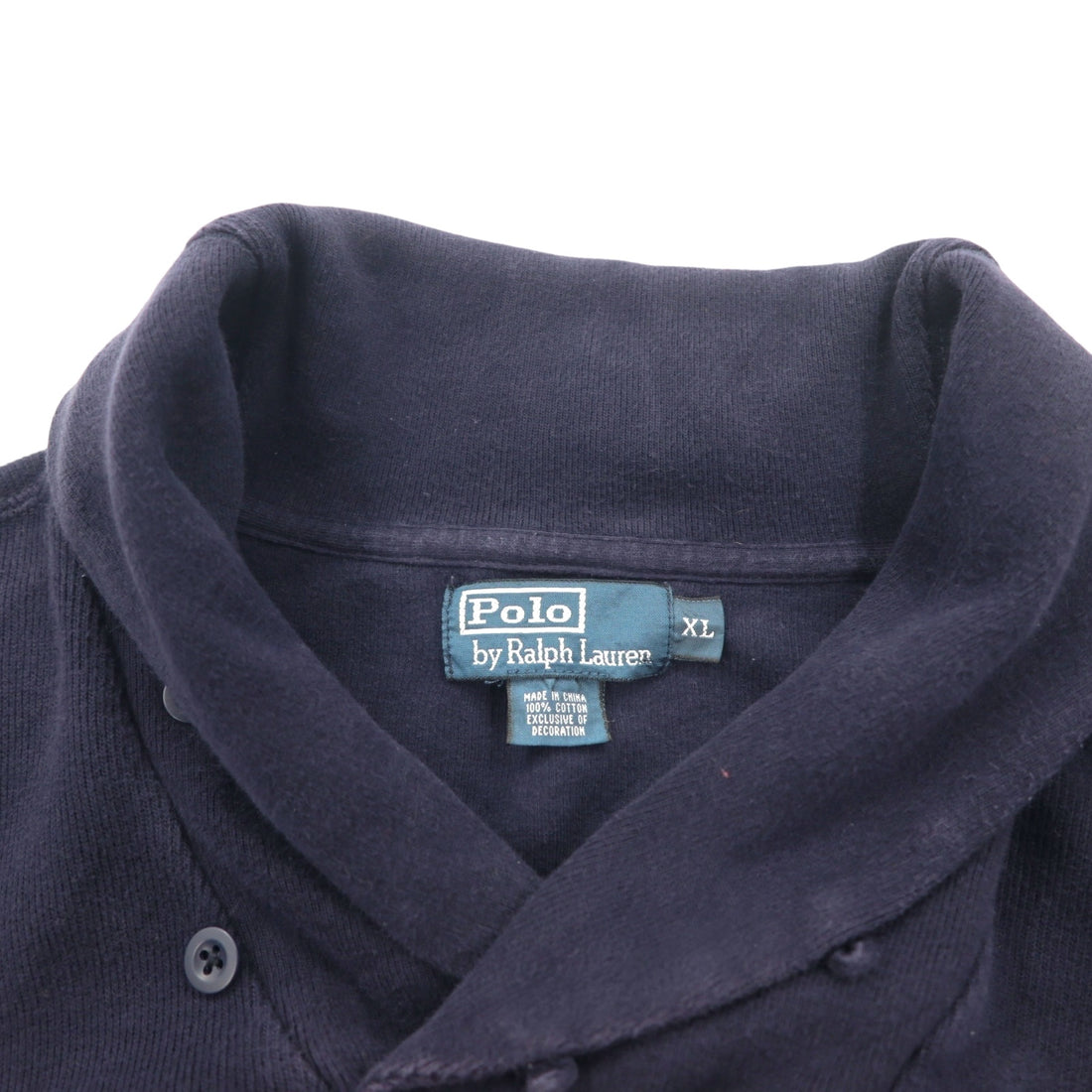 Polo by Ralph Lauren shawl collar sweatshirt, XL, navy, cotton, small pony embroidery
