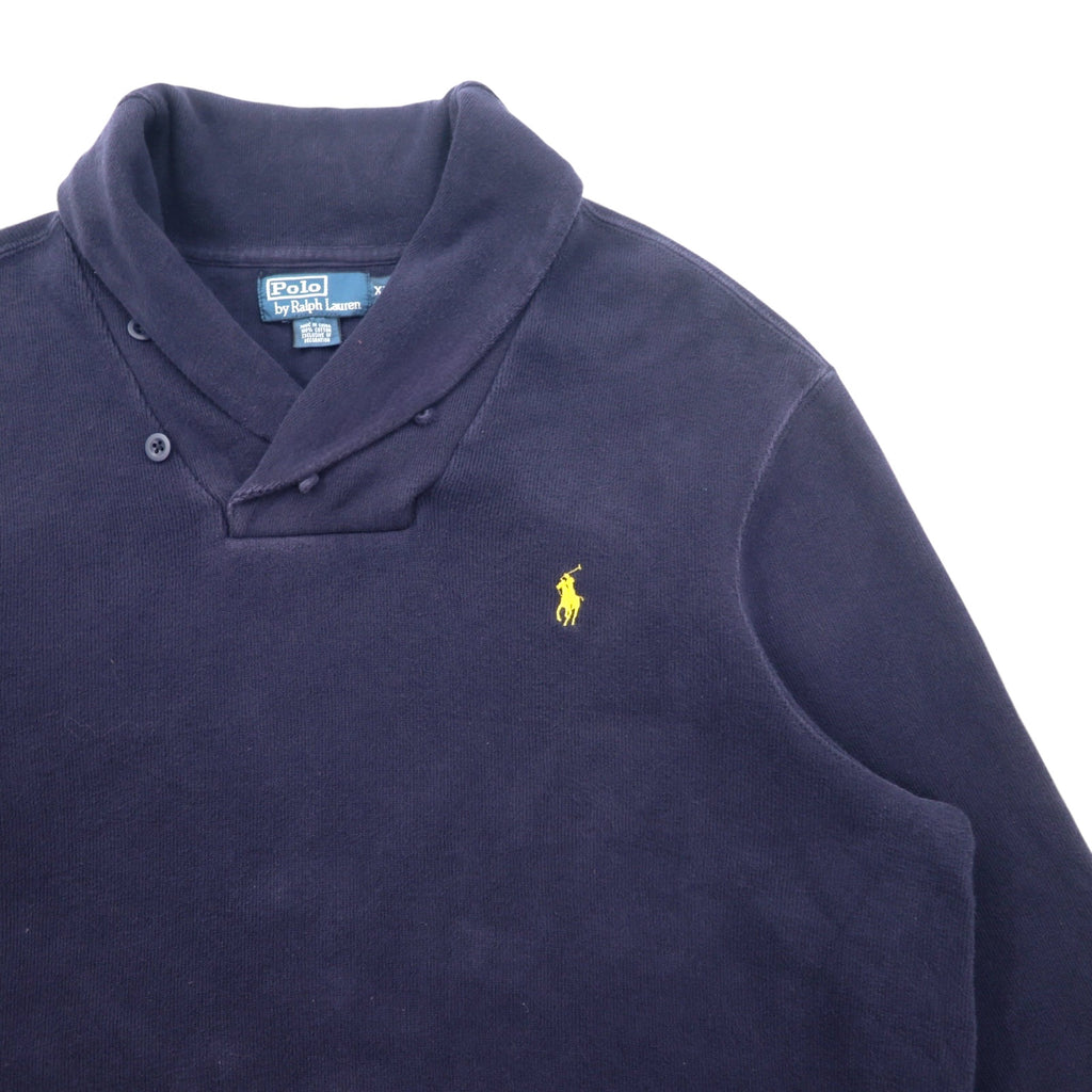 Polo by Ralph Lauren shawl collar sweatshirt, XL, navy, cotton, small pony embroidery