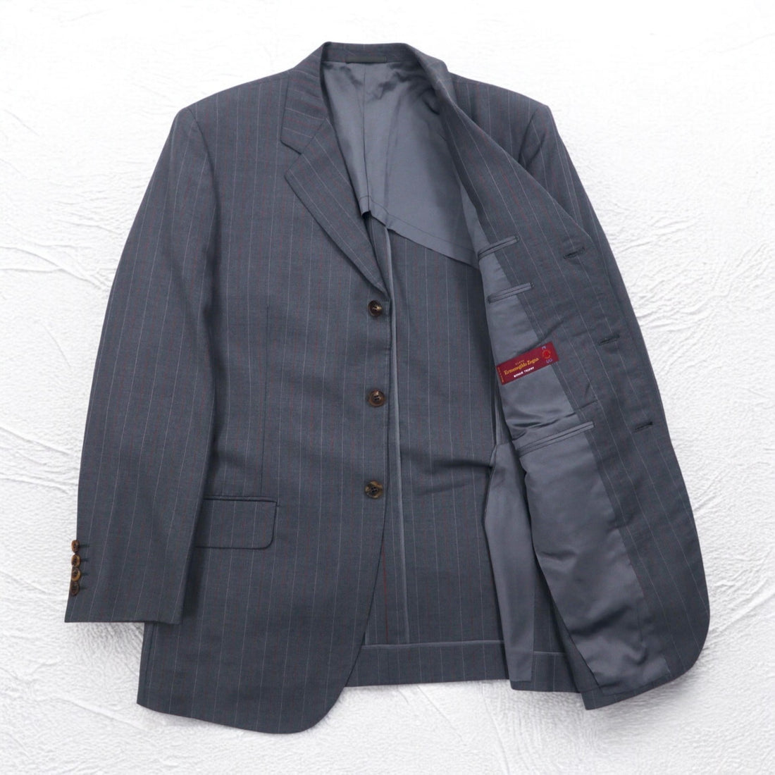 Ermenegildo Zegna Made in Italy 3B Suit Set L Grey Striped Wool