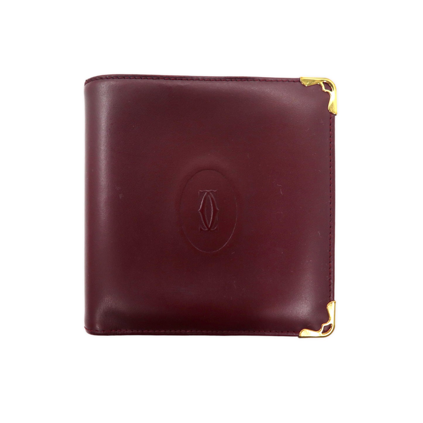 Cartier Mastline Folding Wallet Bordeaux Leather Vintage Vintage