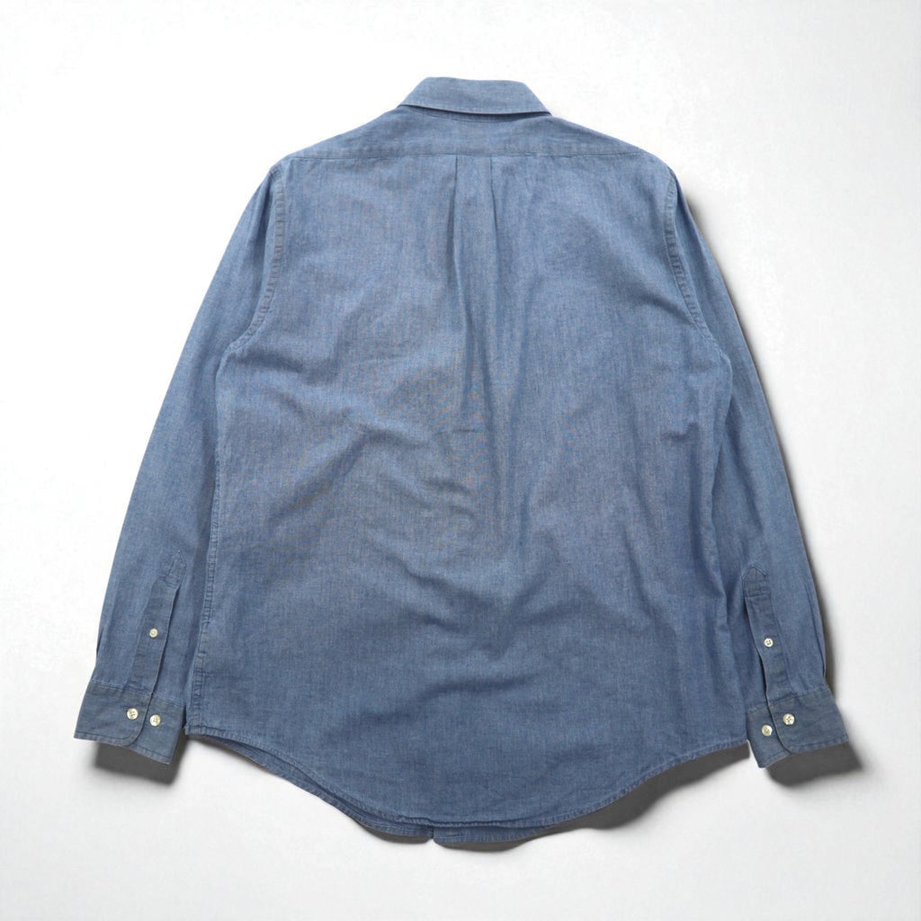 Brooks Brothers REGENT Button-Down Chambray Shirt, Large, Blue Cotton