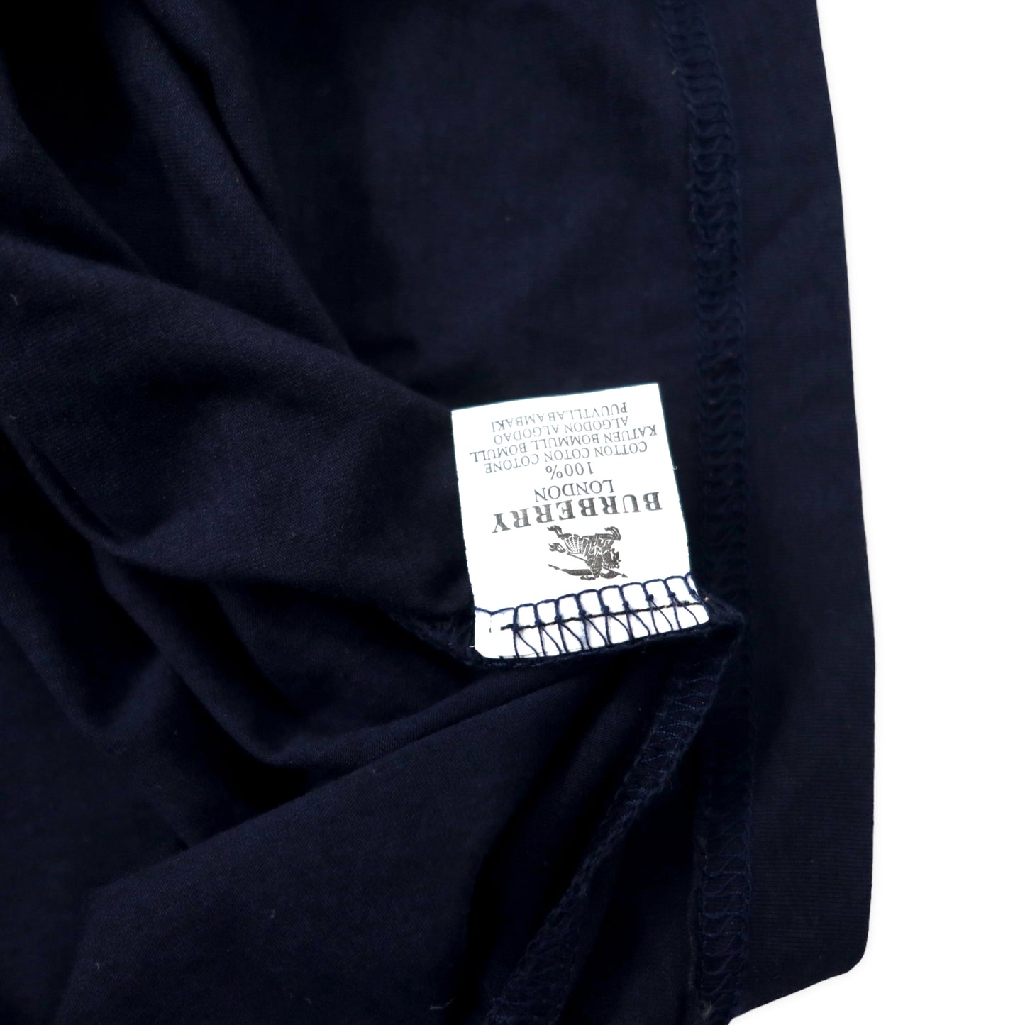 BURBERRY イングランド製 ポロシャツ L ネイビー ノバチェック コットン ワンポイントロゴ