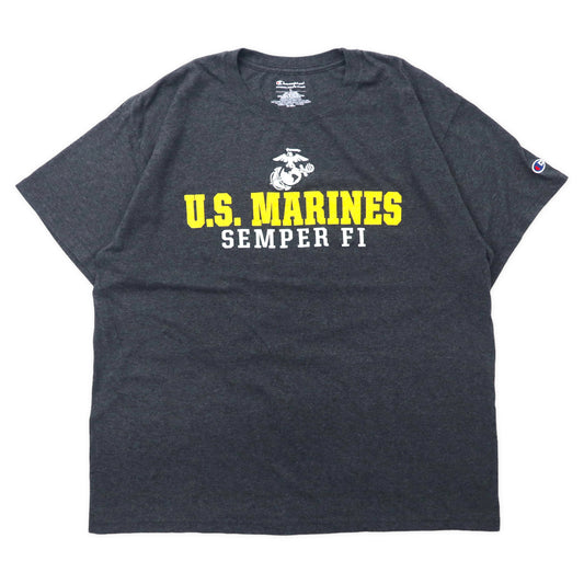 日本然リトテ-古着オンライン-Champion U.S.MARINES プリントTシャツ L グレー コットン-