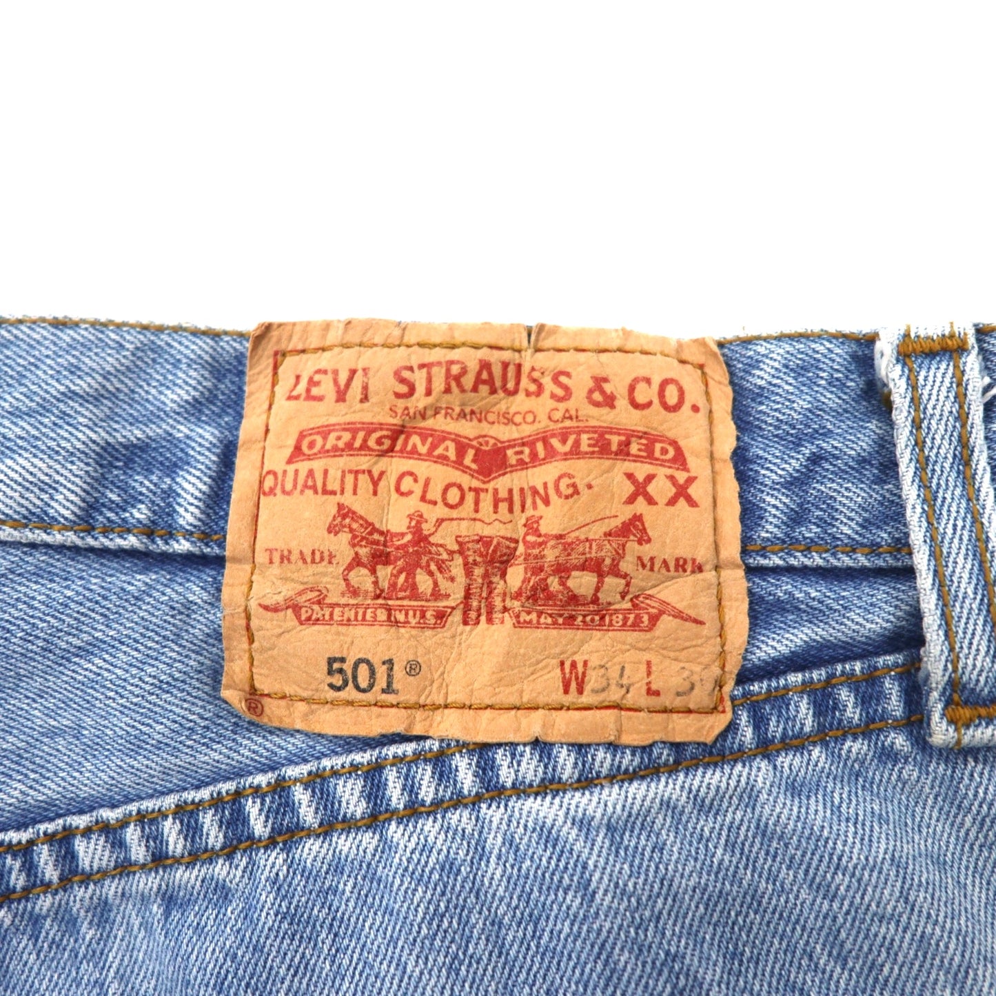 Levi's ユーロリーバイス 501 デニムパンツ 34 ブルー アイスウォッシュ コットン ボタンフライ 501-0113