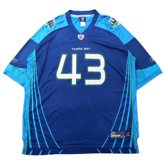 日本然リトテ-古着オンライン-Reebok NFL ゲームシャツ 2XL ブルー ナイロン SUPER BOWL ナンバリング ビッグサイズ-