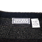 MICHAEL GERALD 90年代 総柄 ジャガードニット カーディガン L ネイビー アクリル