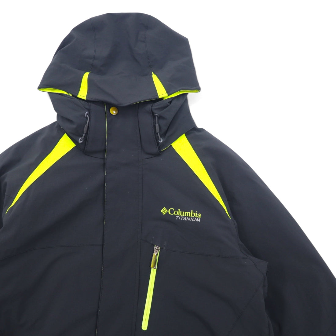 Columbia Omni-Tech Mountain Parka, Medium, Black, Nylon, Waterproof, Windproof, TITANIUM, Drawcord, Retractable Hood, EM4504