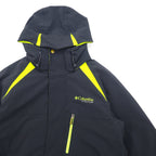 Columbia Omni-Tech Mountain Parka, Medium, Black, Nylon, Waterproof, Windproof, TITANIUM, Drawcord, Retractable Hood, EM4504