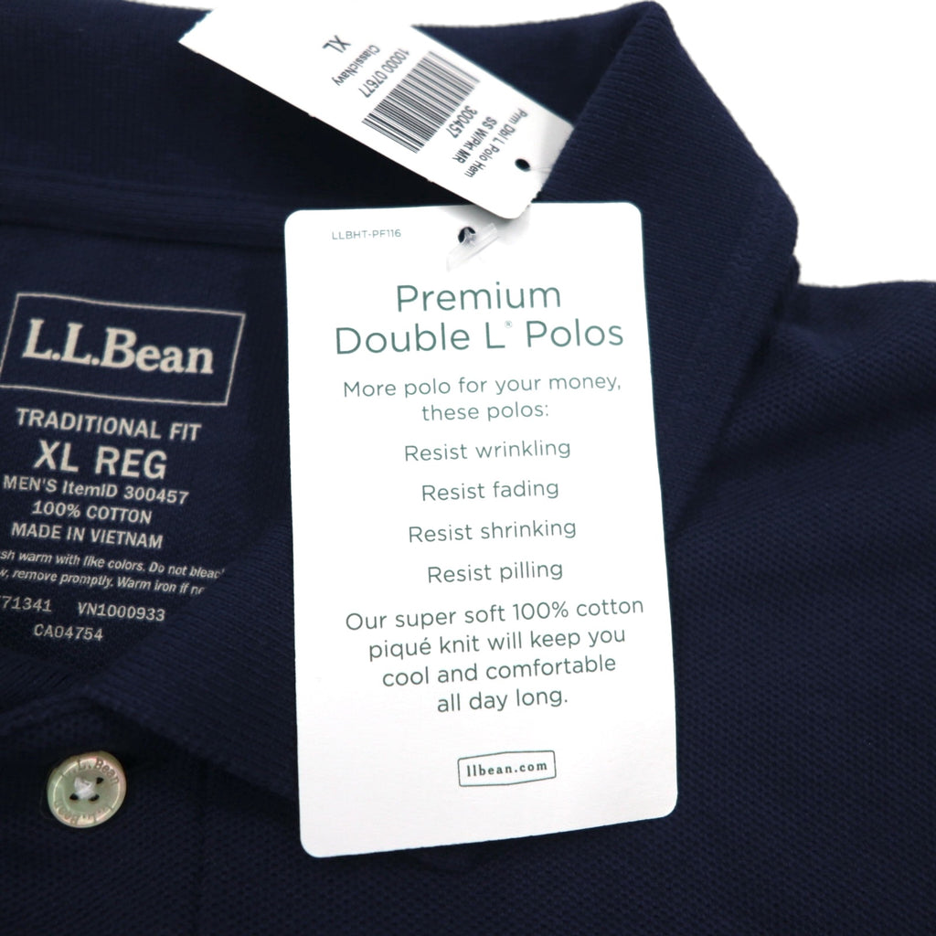 LLBean Premium Double L Polo Shirt XL Navy Cotton 300457 Unused