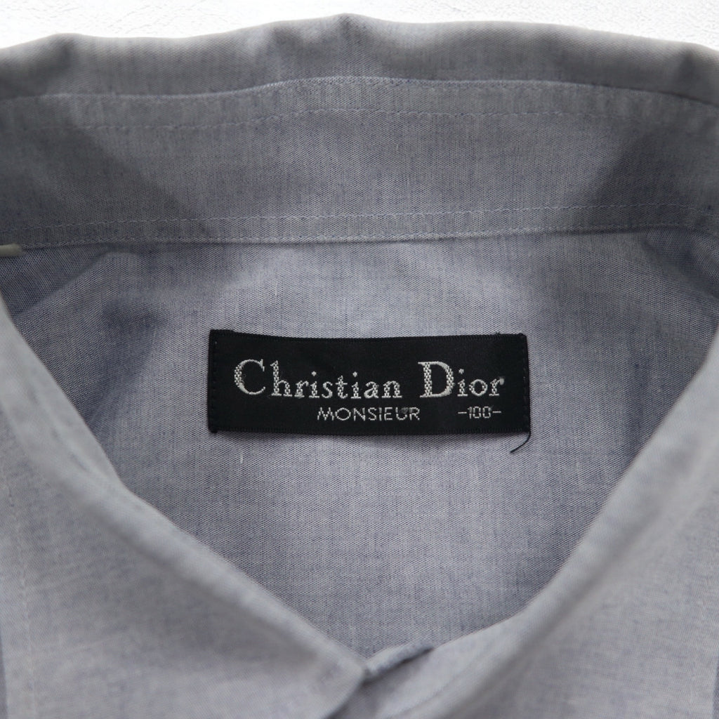 Christian Dior MONSIEUR オールド シャンブレーシャツ L ブルー ワンポイントロゴ刺繍