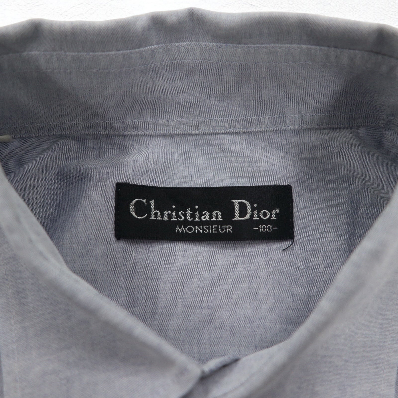 Christian Dior MONSIEUR オールド シャンブレーシャツ L ブルー ワンポイントロゴ刺繍
