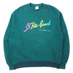 日本然リトテ-古着オンライン-JERZEES USA製 90年代 プリント スウェット L グリーン コットン St. Pete Beach FLORIDA-JERZEES USA Made 90's Print Sweatshirt L Green Cotton St. Pete Beach FLORIDA