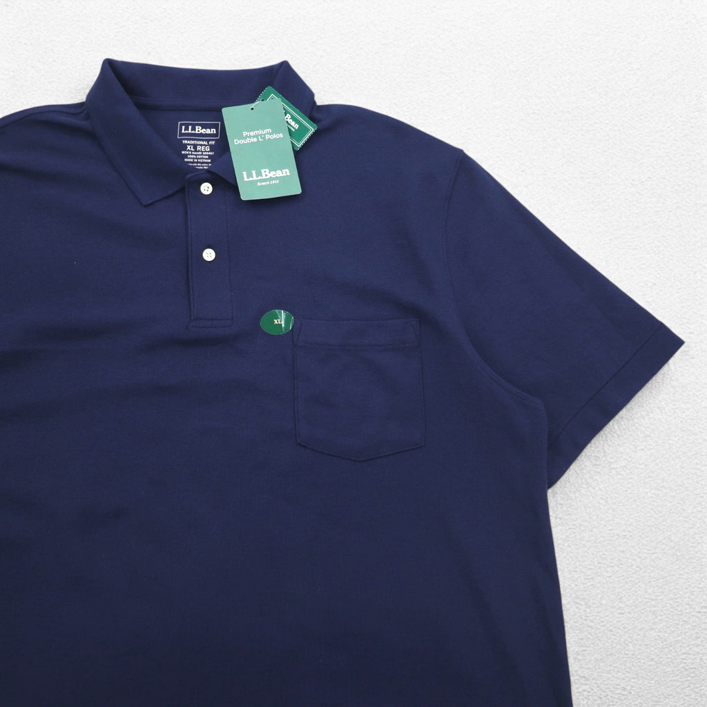 LLBean Premium Double L Polo Shirt XL Navy Cotton 300457 Unused