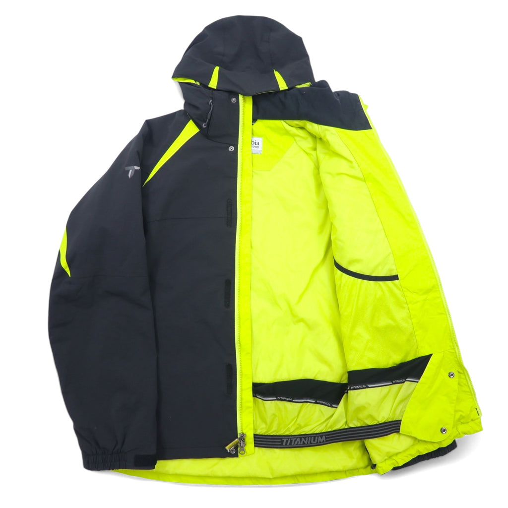 Columbia Omni-Tech Mountain Parka, Medium, Black, Nylon, Waterproof, Windproof, TITANIUM, Drawcord, Retractable Hood, EM4504