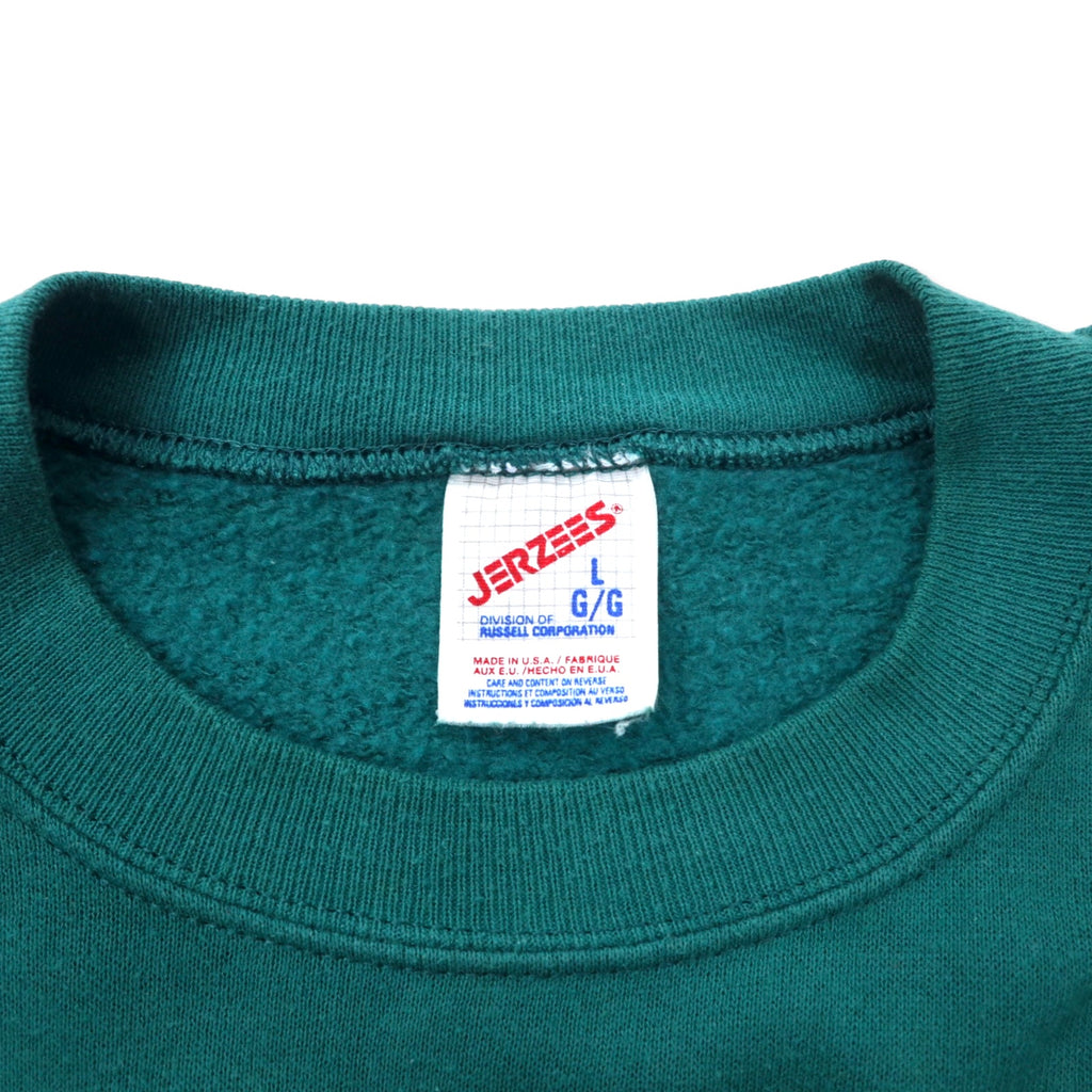 JERZEES Made in USA 90s Printed Sweatshirt L Green Cotton St. Pete Beach FLORIDA