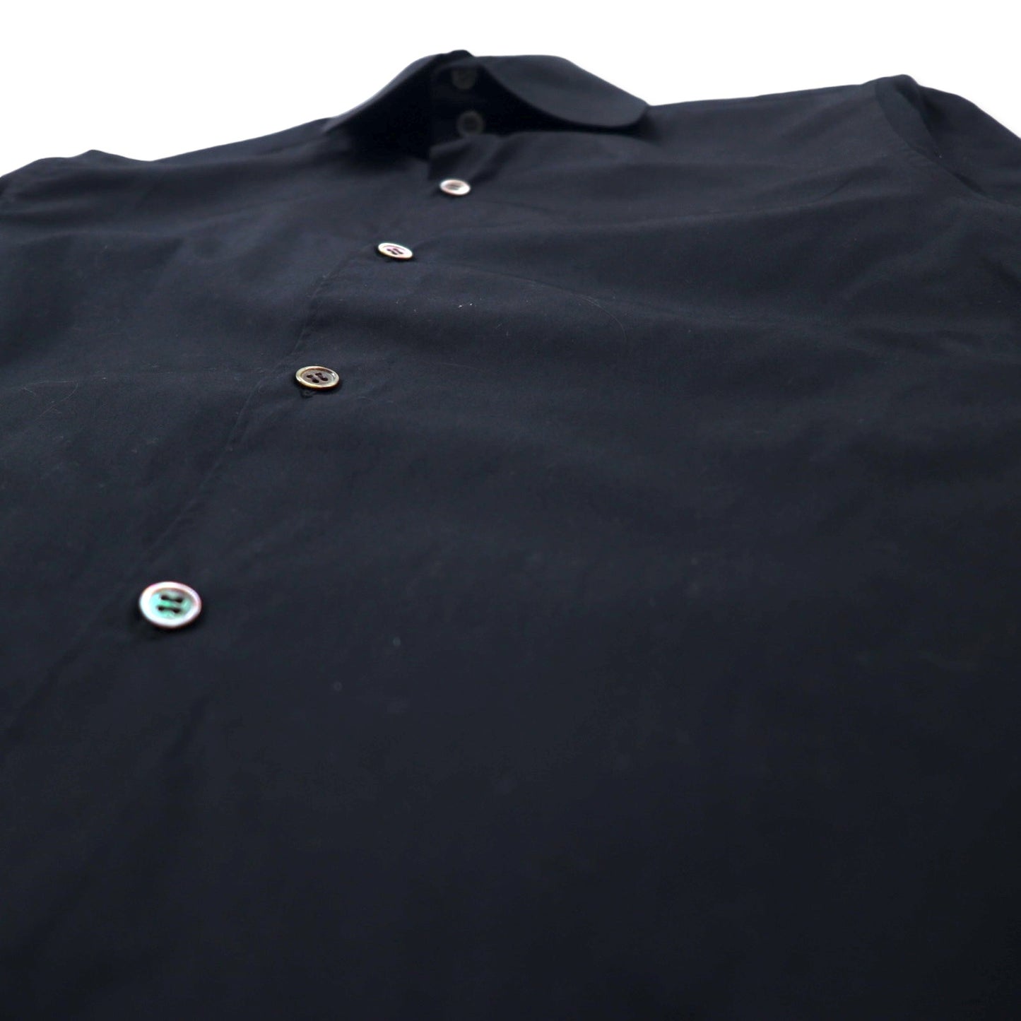 Y's YOHJI YAMAMOTO マリンカラー ドレスシャツ 3 ブラック コットン 丸襟 YE-B09-001日本製