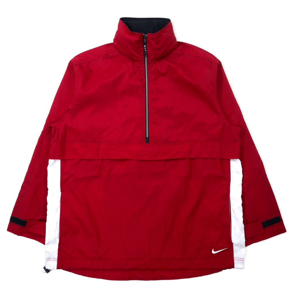 日本然リトテ-古着オンライン-NIKE 90年代 アノラックパーカー L レッド ナイロン フード収納式 黒タグ ビッグサイズ-NIKE 90's Anorak Hoodie L Red Nylon Hoodie Retractable Black Tag Big Size