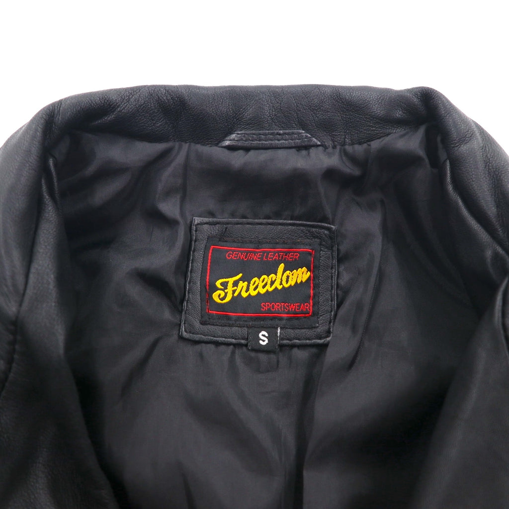 Freedom シープレザー ダブルジップ シングル ライダースジャケット S ブラック 羊革 スタンドカラー パキスタン製