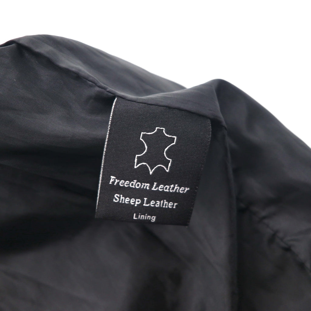 Freedom シープレザー ダブルジップ シングル ライダースジャケット S ブラック 羊革 スタンドカラー パキスタン製