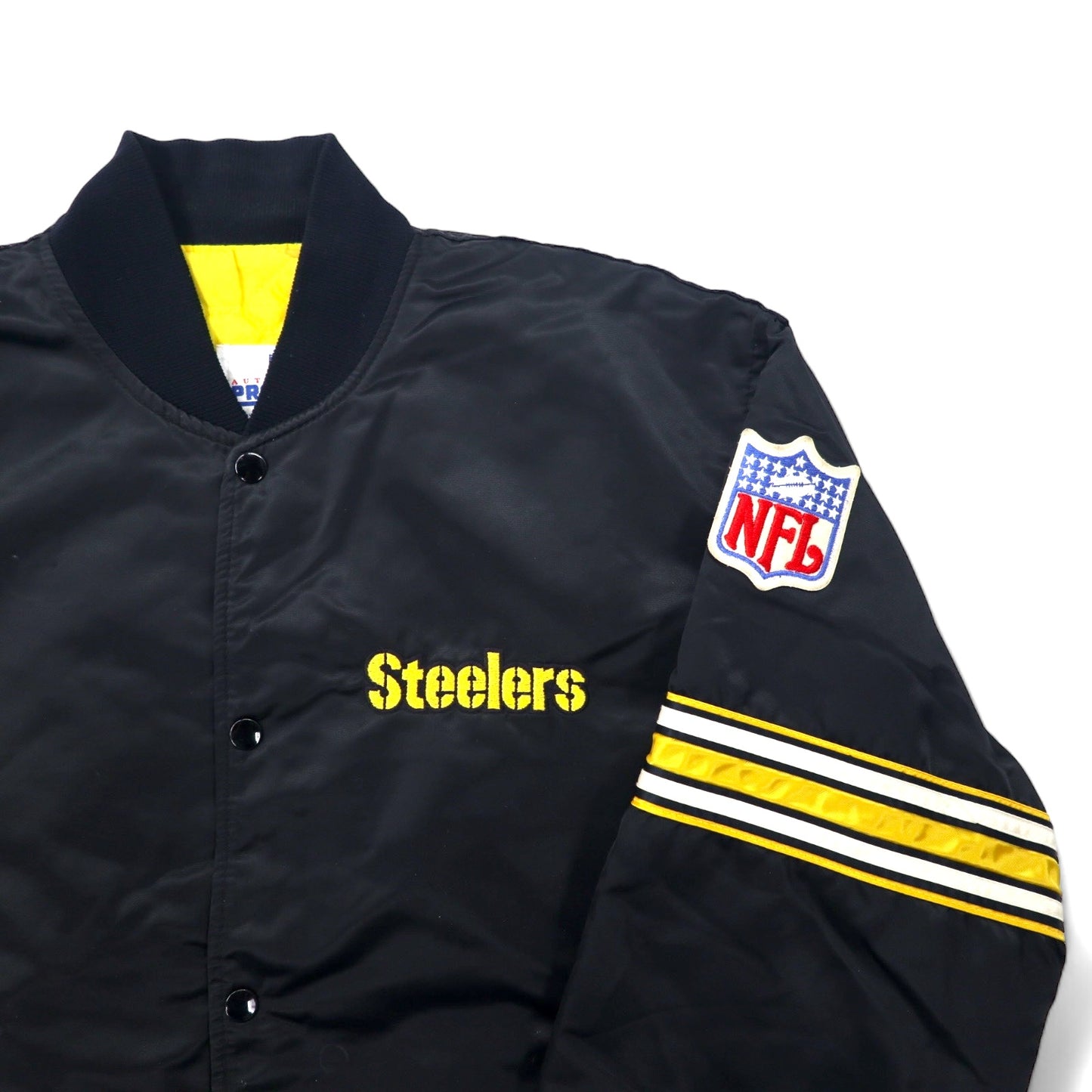 STARTER USA製 90年代 NFL スタジャン XL ブラック ナイロン キルティングライナー Steelers