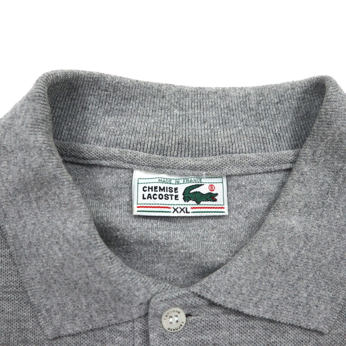CHEMISE LACOSTE Made in France 70s French Lacoste Polo Shirt 2XL Grey Pique Single Logo