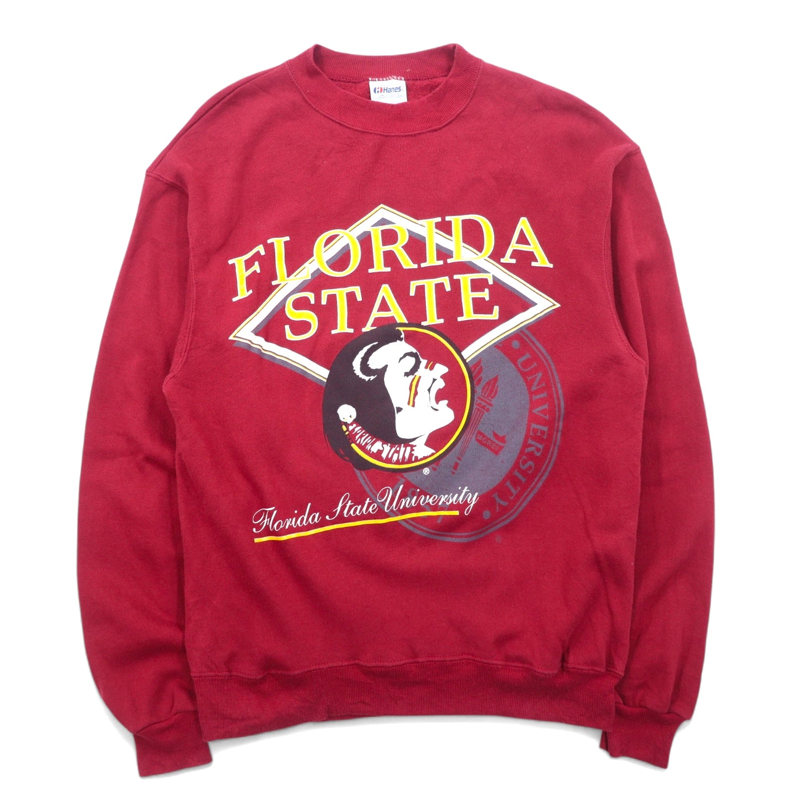 日本然リトテ-古着オンライン-Hanes USA製 90年代 カレッジプリント スウェット XL ボルドー コットン FLORIDA STATE-Hanes USA Made 90's College Print Sweatshirt XL bordeaux Cotton FLORIDA STATE