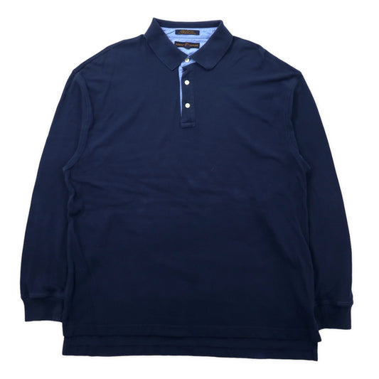 日本然リトテ-古着オンライン-TOMMY HILFIGER 長袖ポロシャツ XXL ネイビー コットン ビッグサイズ-TOMMY HILFIGER Long Sleeve Polo Shirt XXL Navy Cotton Big Size