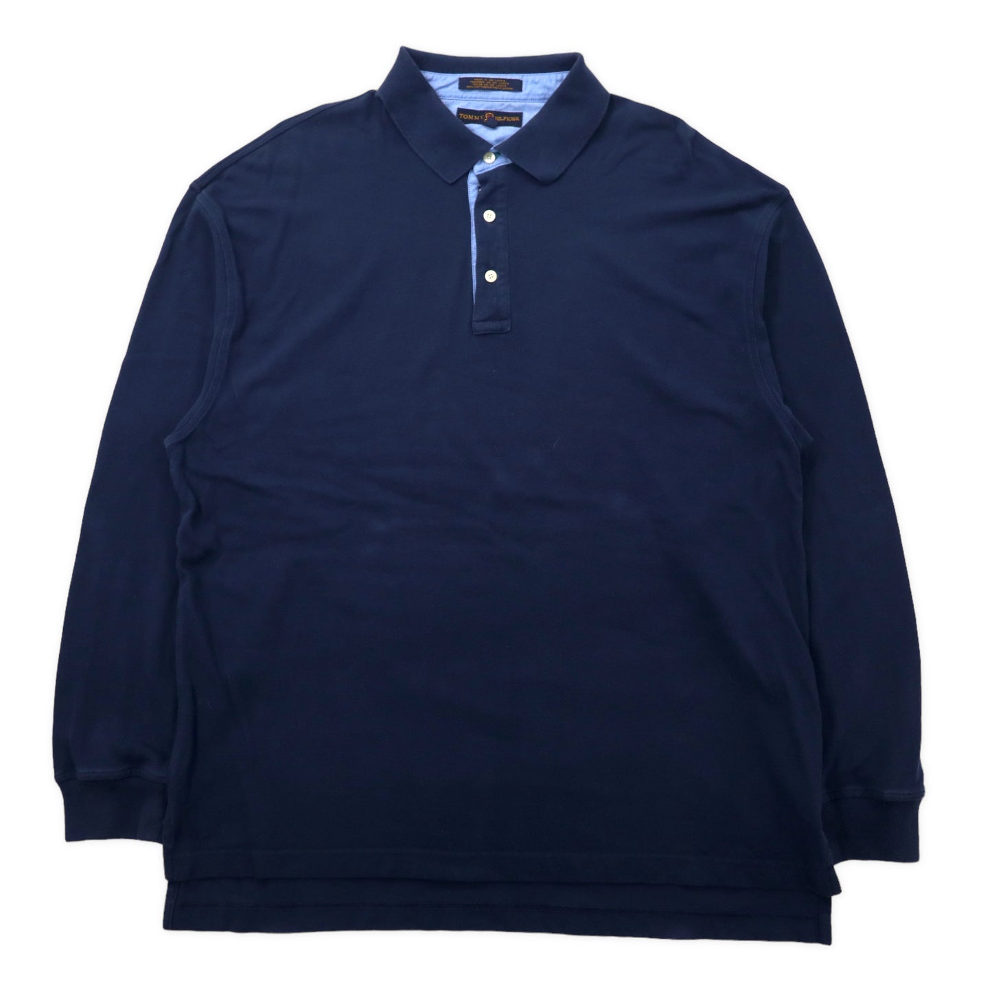 TOMMY HILFIGER Long Sleeve Polo Shirt XXL Navy Cotton Big Size