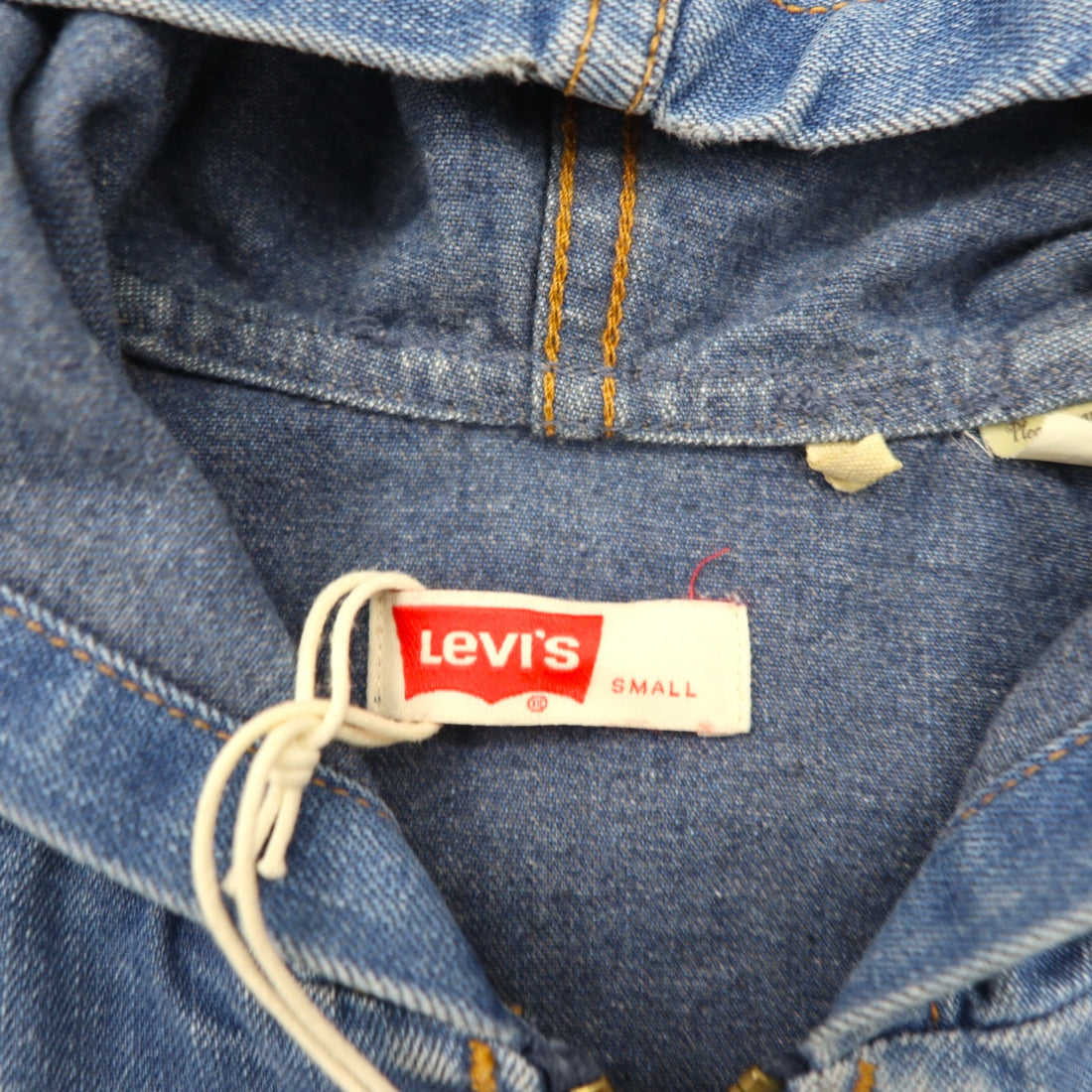 LEVI'S VINTAGE CLOTHING (LVC) Denim Hooded Jacket, Size M, Orange Tab Hooded Jacket A2217-0000, Unused, Talon Zip, Large Pentagonal Design, ARCHIVES