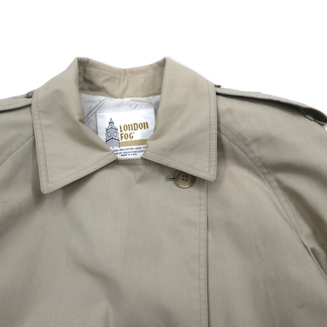 LONDON FOG 90年代 USA製トレンチコート XL ベージュ ポリエステル コットン 裏地花柄