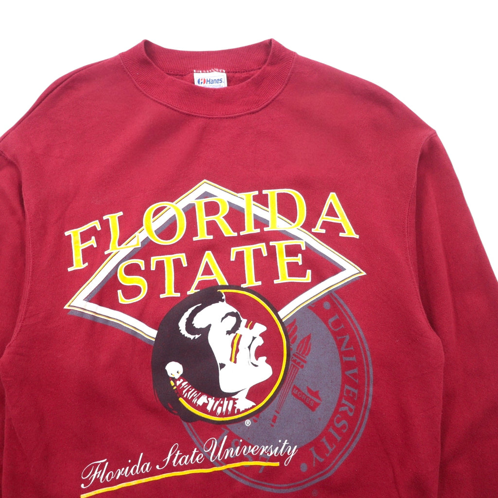 Hanes USA Made 90s College Print Sweatshirt XL Bordeaux Cotton FLORIDA STATE