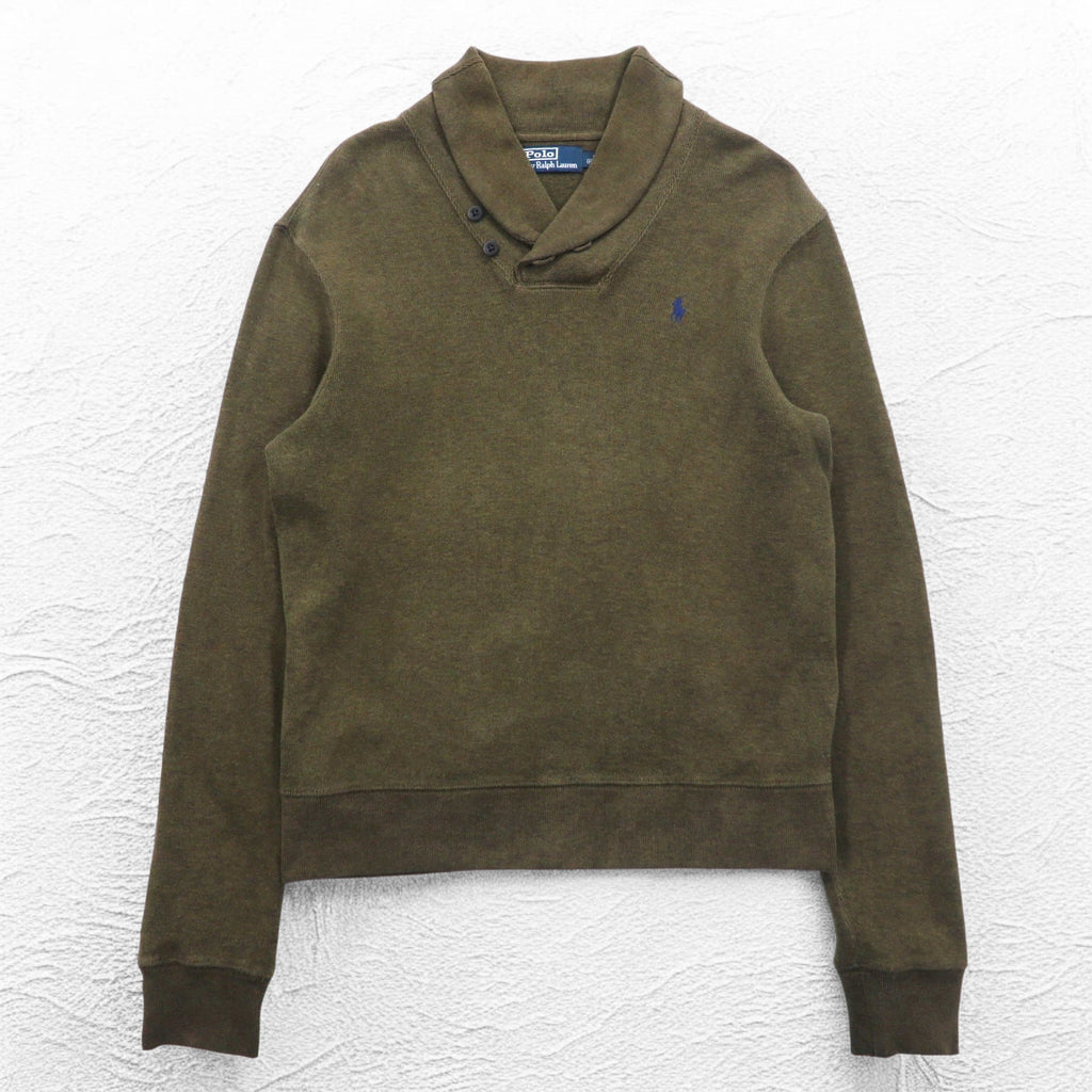 Polo by Ralph Lauren Shawl Collar Sweatshirt, S, Khaki, Cotton, Small Pony Embroidery