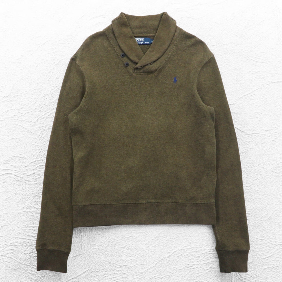 Polo by Ralph Lauren Shawl Collar Sweatshirt, S, Khaki, Cotton, Small Pony Embroidery