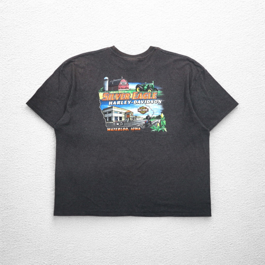 HARLEY DAVIDSON 両面プリント Tシャツ 3XL グレー SILVER EAGLE ニカラグア製