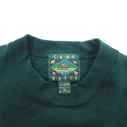 USA製 90年代 CAMP DAVID スウェット XL グリーン 刺繍 GREAT LAKES コットン 裏起毛