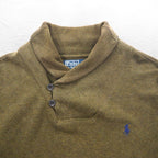 Polo by Ralph Lauren Shawl Collar Sweatshirt, S, Khaki, Cotton, Small Pony Embroidery
