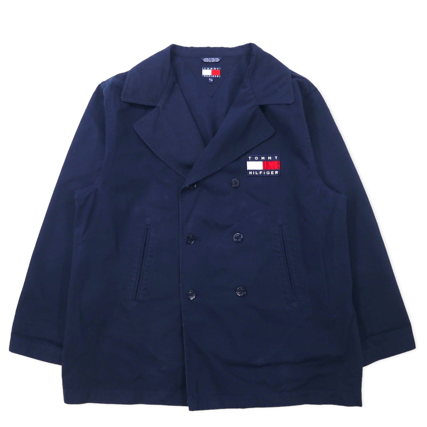 TOMMY HILFIGER 90年代 3WAY レイヤードデザイン ピーコート XL ネイビー コットン フラッグロゴワッペン 中綿ライナー着脱式