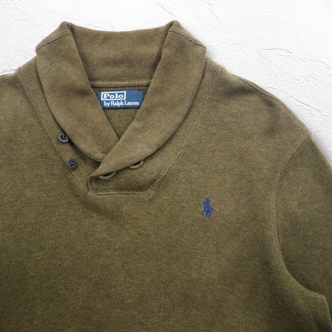 Polo by Ralph Lauren Shawl Collar Sweatshirt, S, Khaki, Cotton, Small Pony Embroidery