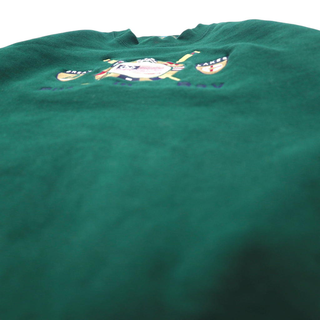 Made in the USA 90s CAMP DAVID Sweatshirt XL Green Embroidered GREAT LAKES Cotton Fleece Lining