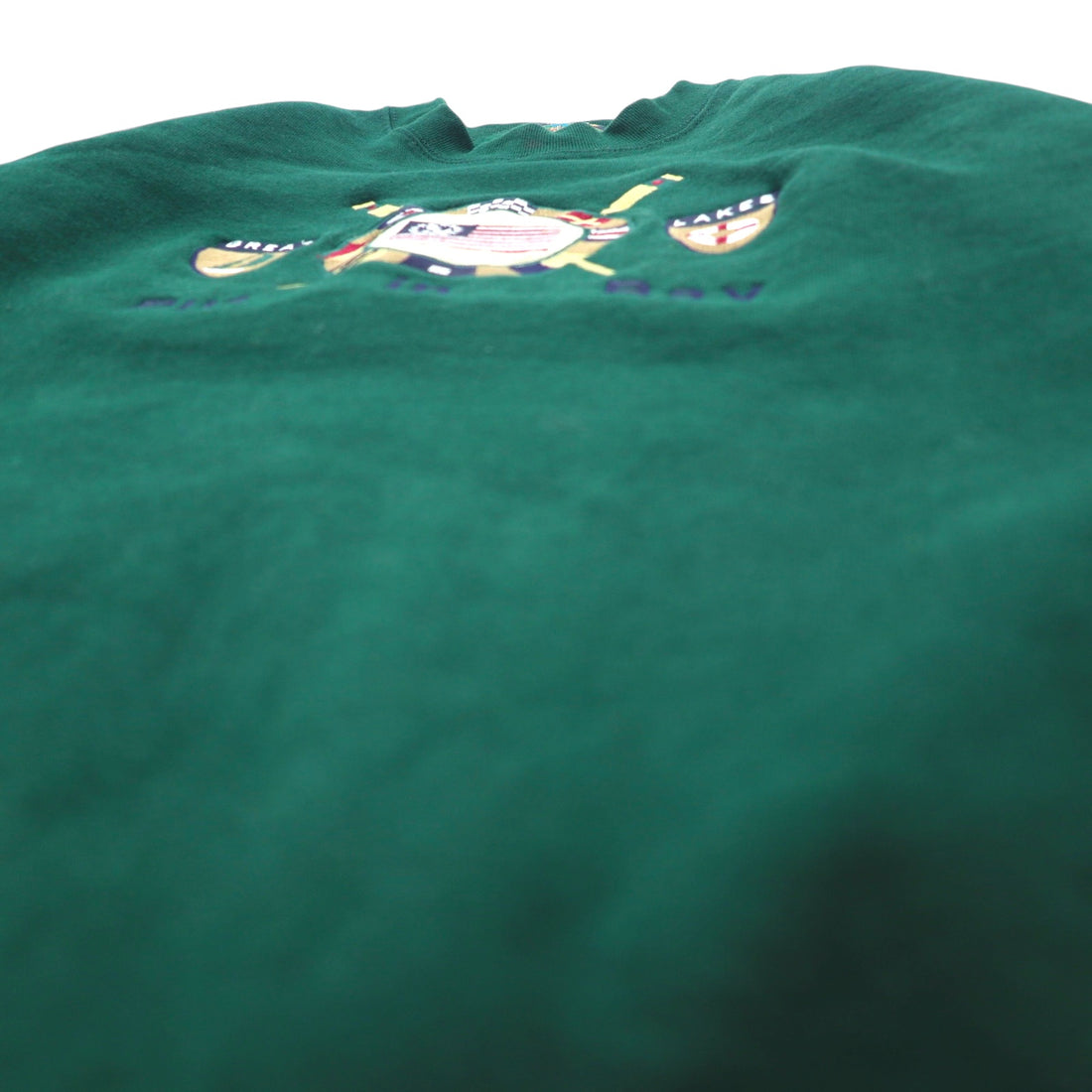 Made in the USA 90s CAMP DAVID Sweatshirt XL Green Embroidered GREAT LAKES Cotton Fleece Lining