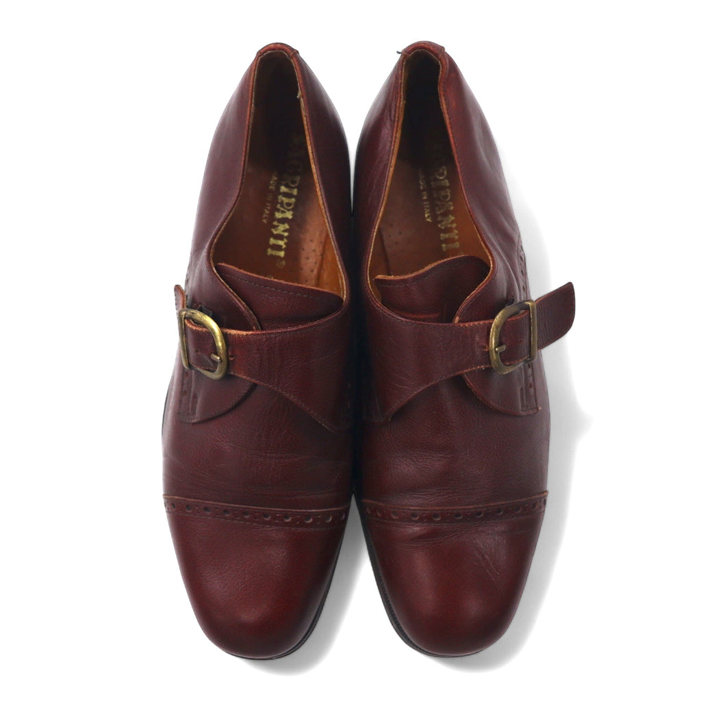 SAGRIPANTI Italian made monk strap straight tip shoes 27cm brown leather