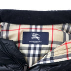 BURBERRY 2WAY Down Jacket Down Vest S Black Nylon Hood Detachable Sleeves Detachable One Point Logo Embroidery Lining Nova Check