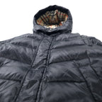 BURBERRY 2WAY Down Jacket Down Vest S Black Nylon Hood Detachable Sleeves Detachable One Point Logo Embroidery Lining Nova Check