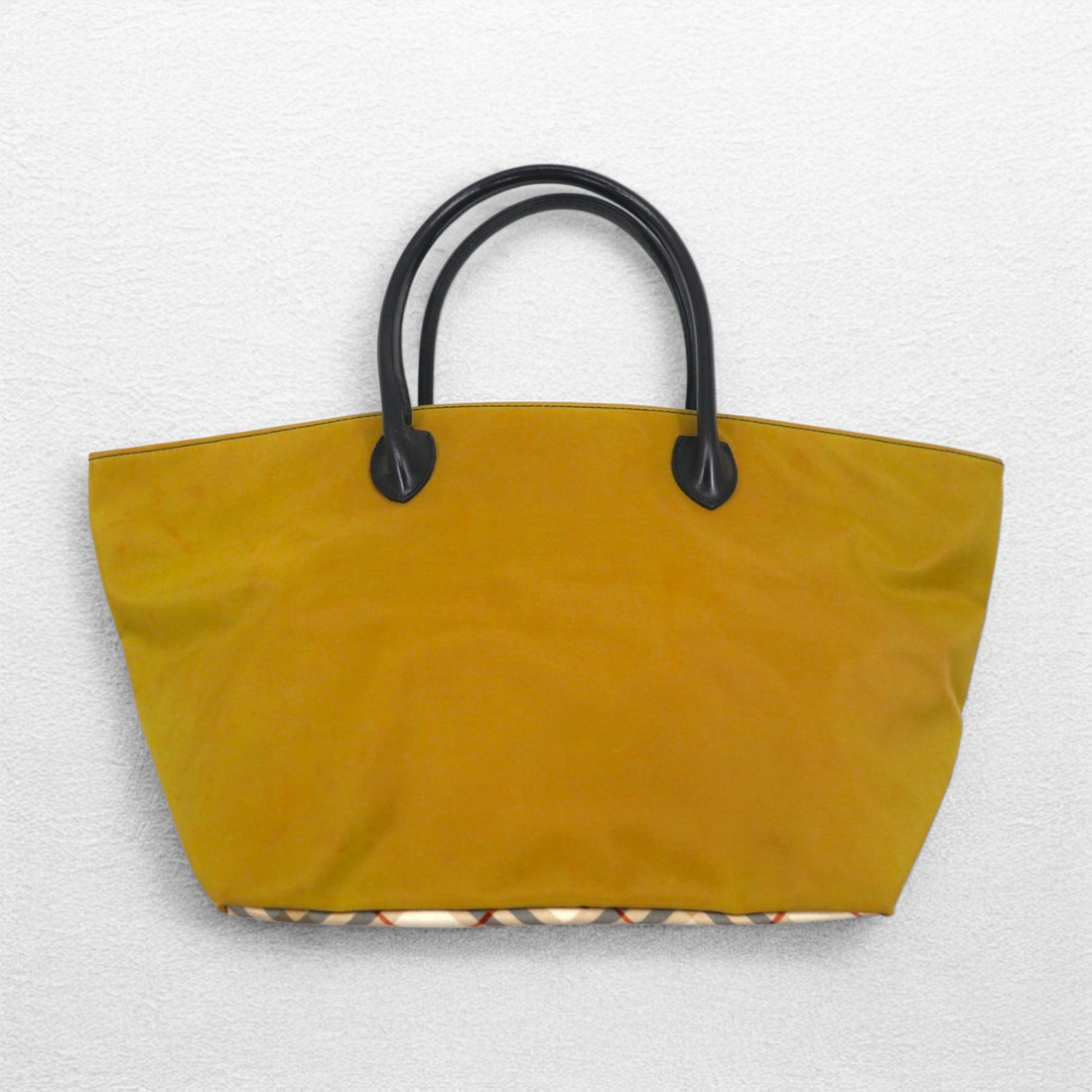 BURBERRY BLUE LABEL Nova check boat-shaped tote bag, beige, nylon, leather, cowhide, made in Japan