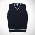 LACOSTE フランス製 チルデンニット Vネック ベスト L ネイビー ケーブル編み アイビー