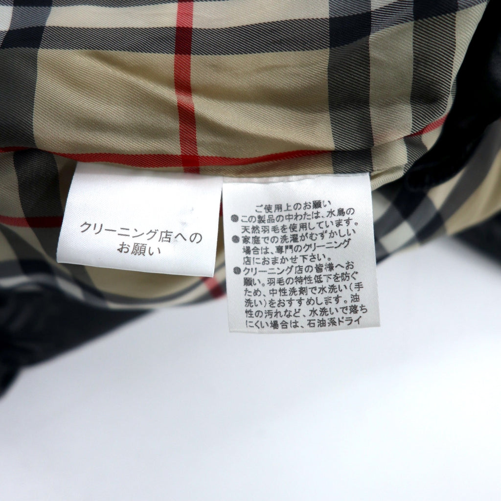 BURBERRY 2WAY Down Jacket Down Vest S Black Nylon Hood Detachable Sleeves Detachable One Point Logo Embroidery Lining Nova Check