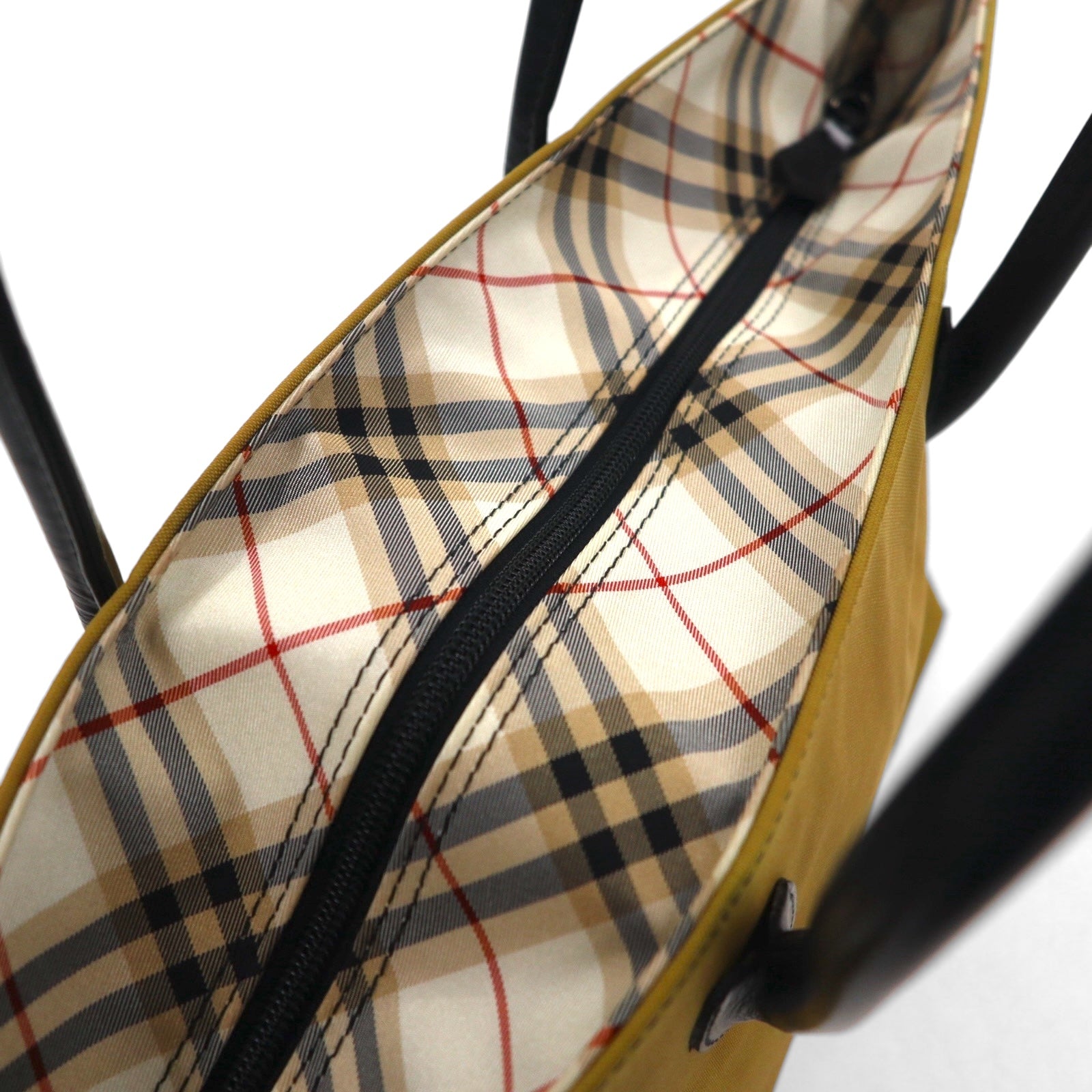 BURBERRY BLUE LABEL Nova check boat-shaped tote bag, beige, nylon, leather, cowhide, made in Japan