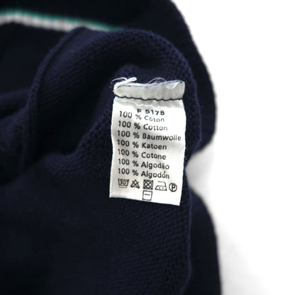 LACOSTE French-made Childen Knit V-Neck Vest, Size L, Navy, Cable Knit, Ivy