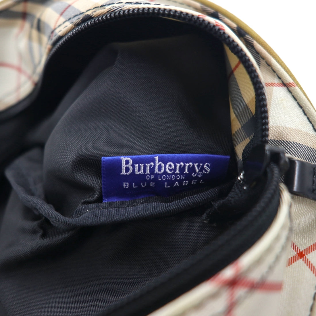 BURBERRY BLUE LABEL Nova check boat-shaped tote bag, beige, nylon, leather, cowhide, made in Japan